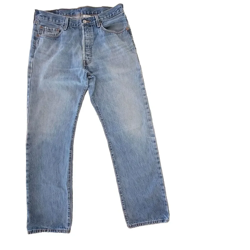 VTG Mens Levi’s 501XX 34x32 Button Fly Jeans Light Wash Straight Leg 100% Cotton